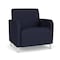 Lesro Siena Lounge Reception Wide Guest Chair, Brushed Steel, OH Navy Upholstery SN1201 - alternate 1